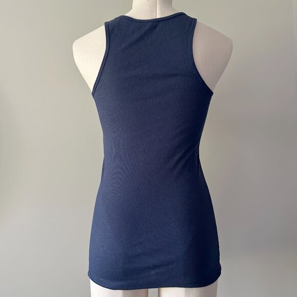 American Eagle Outfitters Navy Blue Boyfriend Tank Top Womens Size M Sparkled - Picture 2 of 7